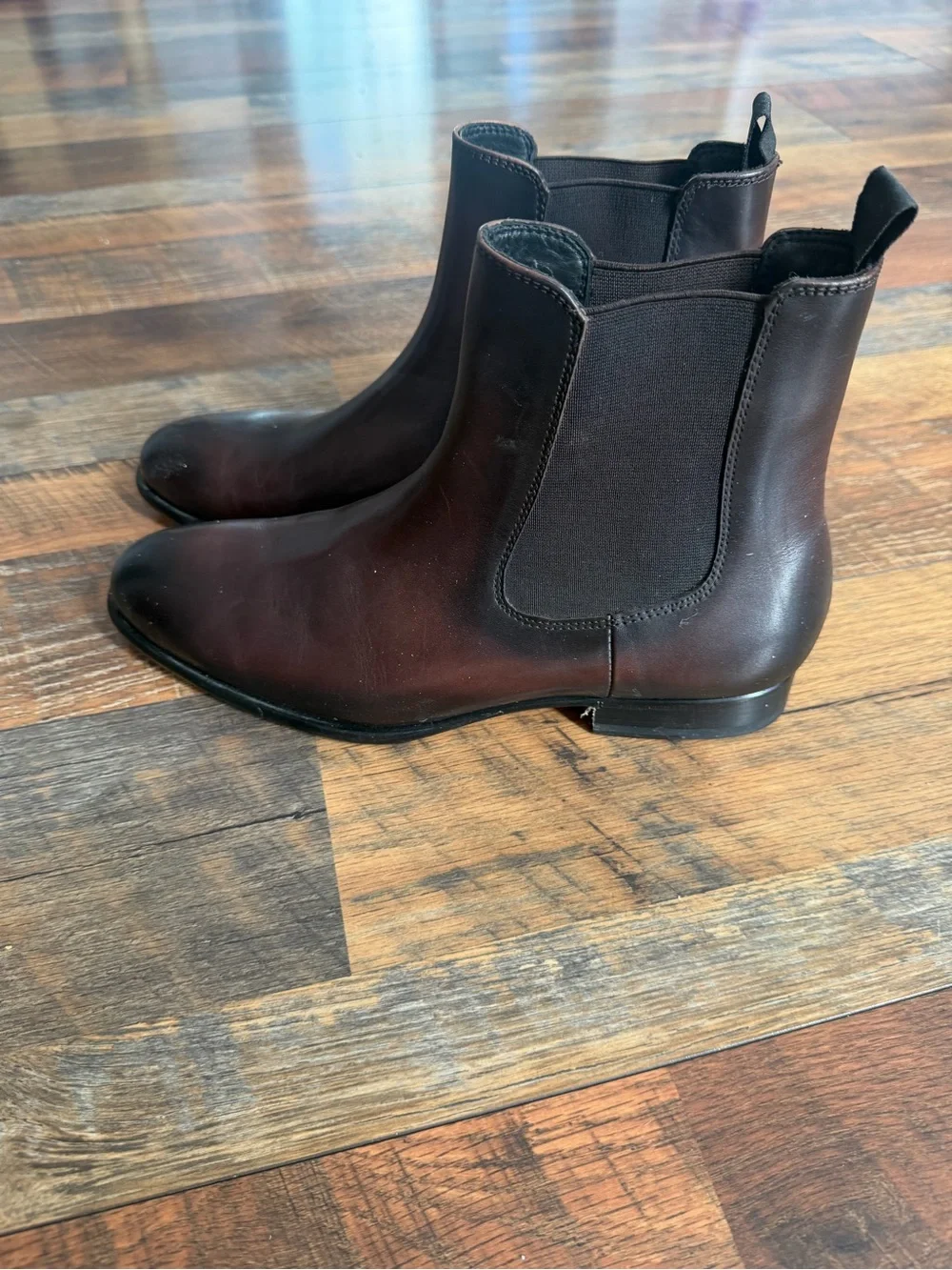 Men's Chukka Chelsea Boots in Dark Brown Leather